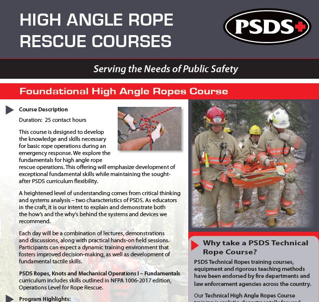Urban Rope Rescue Course - 40 hr. NFPA 1670/1006 Level II - Public Safety  Dive Supply