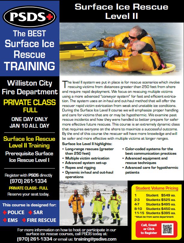 Williston Fire Department Surface Ice Rescue Level II